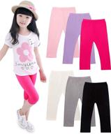 girls cotton capris leggings - syhood 6-pack summer crop leggings for school wear logo