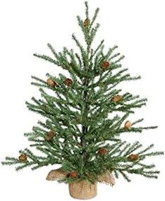 img 1 attached to 18-Inch Vickerman Unlit Carmel Pine Artificial Christmas Tree with Pine Cones and Burlap Base