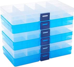 img 1 attached to 📦 Plastic Bead Storage Containers with Adjustable Dividers and Labels (7 x 4 x 1 in, 6 Pack)