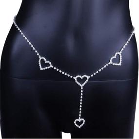 img 2 attached to Cusmyre Rhinestone Body Chains Belt: Sparkling Crystal Waist Chains with Heart Pendant - Perfect Summer Beach Waist Body Jewelry and Festival Belt for Women and Girls