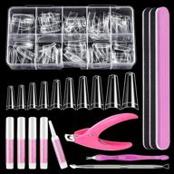 💅 morgles clear coffin nail tips set: 500 pcs french tip acrylic nails for ballerina style! includes nail clipper, files, glues, cuticle tools logo