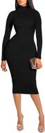 👗 meenew women's solid long sleeve gown: elegant turtleneck bodycon maxi dress logo