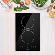 empava electric stove induction cooktop - 2 burners vitro ceramic glass in black with smooth surface - 120v, 12 inch logo