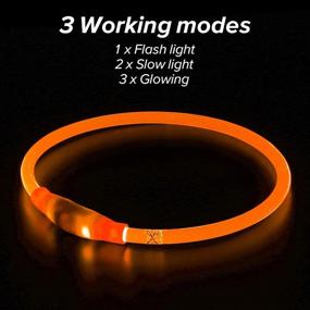 img 2 attached to HiGuard LED Dog Collar: USB Rechargeable Glowing Lighted Up Collar for Small Medium Large Dogs - Water-Resistant & Cuttable TPU Safety Collar Lights