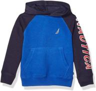 nautica boys' colorblock fleece hoodie: stylish and warm for every adventure logo