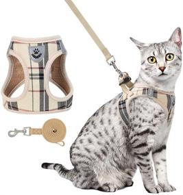 img 4 attached to 🐱 PUPTECK Soft Mesh Cat Harness and Leash Set - Escape Proof Vest Harnesses for Outdoor Walking with Adjustable Breathable Design and Classic Plaid Pattern