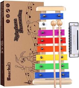 img 3 attached to 🎶 Expertly Crafted Wooden Xylophone and Harmonica Set for Children - Premium Kids' Musical Instruments Percussion Set with Mallets | Award-Winning Preschool Learning Toys | Ideal Birthday Gifts