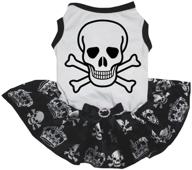 petitebella white cross bone dress with black skulls and crowns, tutu style for puppy dogs логотип