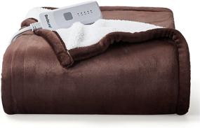 img 4 attached to 🔥 Bedsure Heated Blanket Electric Throw - Soft Couch Blanket, 5 Heat Settings Fleece Blanket with 3 Hour Timer Auto Shut Off, Machine Washable Sherpa Heating Blanket Throw (50×60, Chocolate)