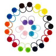 🎀 fishdown 24 pcs pom ball hair ties: stylish fluffy pom pom hair bands for girls logo