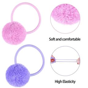 img 2 attached to 🎀 Fishdown 24 Pcs Pom Ball Hair Ties: Stylish Fluffy Pom Pom Hair Bands for Girls