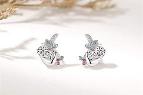 img 2 attached to 🦥 Sloth-themed Sterling Silver Stud Earrings: Hypoallergenic Colored Animal Jewelry for Girls, Teens, and Women - Ideal Birthday Gifts by Presentski