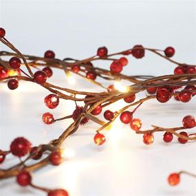 img 3 attached to 🎄 5.9FT Pre-lit Red Berry Brunch Garland - Battery Operated Fairy String Lights with Timer Function for Christmas Party Event Decoration - 30LED Lights