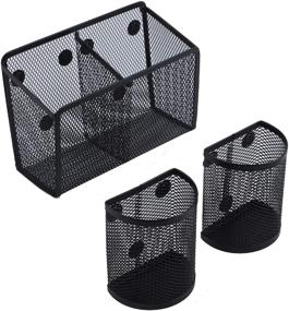 img 4 attached to Hioffice Magnetic Pencil Holder: Maximize Organization with this High-Quality 3 🧲 Pack Magnetic Storage Basket Organizer, Ideal for Whiteboards, Fridges, Cubicle Desks, and Lockers