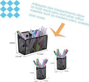 img 3 attached to Hioffice Magnetic Pencil Holder: Maximize Organization with this High-Quality 3 🧲 Pack Magnetic Storage Basket Organizer, Ideal for Whiteboards, Fridges, Cubicle Desks, and Lockers