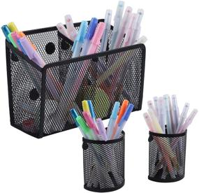 img 1 attached to Hioffice Magnetic Pencil Holder: Maximize Organization with this High-Quality 3 🧲 Pack Magnetic Storage Basket Organizer, Ideal for Whiteboards, Fridges, Cubicle Desks, and Lockers