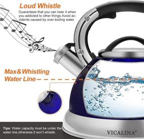 img 3 attached to VICALINA Tea Kettle: Whistling Stainless Steel Teapot With Metallic Polishing Surface - 2.8Quart/3Liter