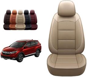 img 4 attached to 🚗 OASIS AUTO Custom Fit PU Leather Seat Cover for Honda Pilot 2016-2021 (2nd Row Bench, TAN)