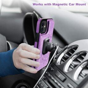 img 1 attached to 📱 Vaburs iPhone 12 Mini Wallet Case: Stylish Embossed Mandala Pattern, PU Leather Flip Cover with Card Holder and Double Magnetic Buttons – Shockproof Protection in Purple for iPhone 12 Mini 5.4 Inch