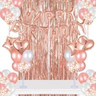 🎉 набор украшений для вечеринки rose gold birthday: стойка для шаров на столе, баннер с шариками "happy birthday", фольгированный занавес логотип