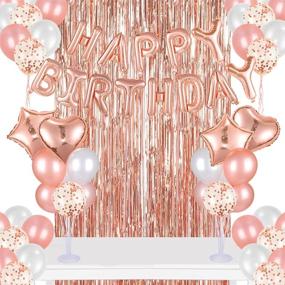 img 4 attached to 🎉 Набор украшений для вечеринки Rose Gold Birthday: стойка для шаров на столе, баннер с шариками "Happy Birthday", фольгированный занавес