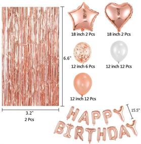 img 2 attached to 🎉 Набор украшений для вечеринки Rose Gold Birthday: стойка для шаров на столе, баннер с шариками "Happy Birthday", фольгированный занавес