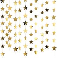 ✨ glitter star paper garland banner - 130 feet hanging decoration for graduation class of 2021, congrats grad, wedding, birthday, festival party - gold logo