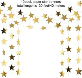img 3 attached to ✨ Glitter Star Paper Garland Banner - 130 Feet Hanging Decoration for Graduation Class of 2021, Congrats Grad, Wedding, Birthday, Festival Party - Gold