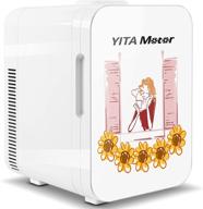 yitamotor mini fridge 10l portable cooler/warmer for bedroom, car, office 🍎 & travel - compact personal refrigerator for food, drinks & fruit (white) logo