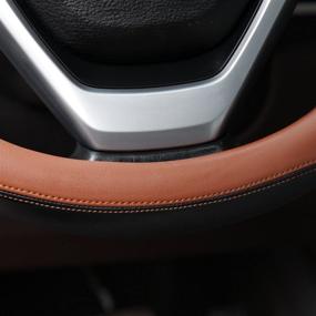 img 1 attached to 🔴 Valleycomfy 15-Inch Universal Microfiber Leather Steering Wheel Cover in Brown