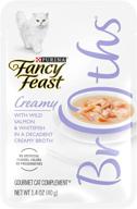 fancy feast broths creamy flavors: premium wet cat food complement by purina logo