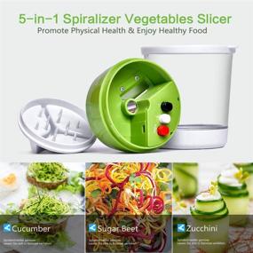 img 3 attached to 🥒 5-in-1 Handheld Spiralizer Vegetable Slicer, Premium Veggie Spiral Cutter with Container, Ideal for Carrot, Cucumber, Zucchini, and Onion Noodle Spaghetti Maker