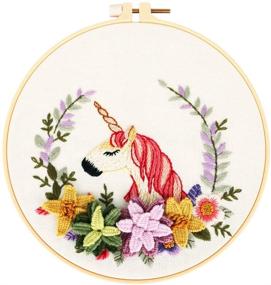 img 1 attached to Complete Embroidery Starter Kit: Unicorn & Princess Theme - Includes Patterns, Instructions, Hoops, Threads, and Tools