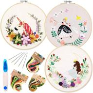 complete embroidery starter kit: unicorn & princess theme - includes patterns, instructions, hoops, threads, and tools logo