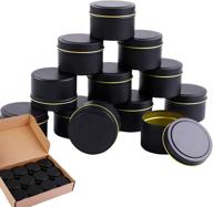 🕯️ aneco 12-piece candle tin with lids, 4 ounces candle containers - ideal for candle making, crafts, storage, and more - black logo