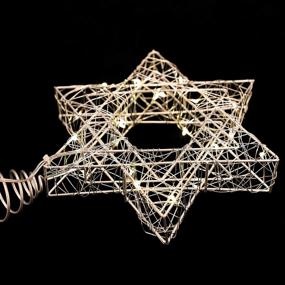 img 1 attached to 🌟 7'' Battery Powered Star Tree Topper with Warm White LED String - Perfect for Hanukkah, Christmas, Chanukah, Diwali, Birthday, Wedding, Parties & Home Decor - Star of David Rattan Wire Weave Design
