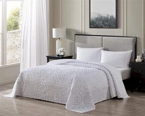 img 4 attached to 🛏️ King Size White Chenille Bedspread by Beatrice Home Fashions - Perfect for Wedding Ring Motif