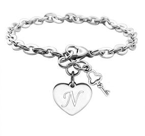 img 4 attached to Stainless Engraved Alphabet Bracelet Christmas Girls' Jewelry