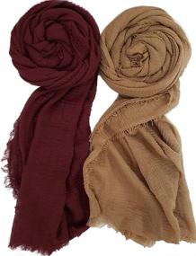 img 3 attached to Jimzu Colors Cotton Lightweight Scarves Women's Accessories in Scarves & Wraps