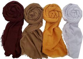 img 4 attached to Jimzu Colors Cotton Lightweight Scarves Women's Accessories in Scarves & Wraps