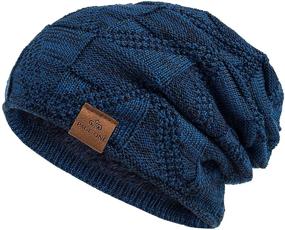 img 4 attached to Stay Cozy in Style with PAGE ONE Mens Winter Slouchy Beanie: Fleece-Lined Skull Cap for Extra Warmth and Baggy Cable Knit Hat Design