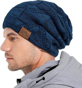 img 3 attached to Stay Cozy in Style with PAGE ONE Mens Winter Slouchy Beanie: Fleece-Lined Skull Cap for Extra Warmth and Baggy Cable Knit Hat Design