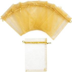 img 1 attached to Volanic 100PCS 4X6 Inch Sheer Organza Bags With Drawstring For Candy Jewelry Party Wedding Favor Gift