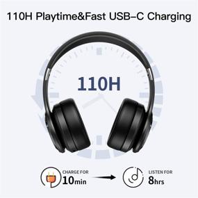 img 3 attached to 🎧 Picun 110 Hours Playtime Wireless Headphones: Premium Stereo Headphone w/Mic, Touch Control, Bluetooth 5.0 for School Travel Home Office
