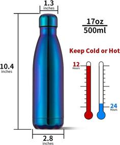 img 1 attached to 🚴 Chelii 17oz Double Wall Vacuum Insulated Stainless Steel Water Bottle - Ideal for Outdoor Sports, Camping, Hiking, Cycling - Keeps Hot and Cold Drinks - Leak & Sweat Proof, BPA Free