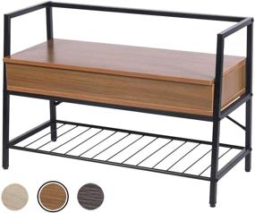 img 3 attached to 🪑 Versatile Waterproof Storage Bench with Armrest - Ideal for Entryway, Living Room, Bedroom, or Outdoor Use (Brown)