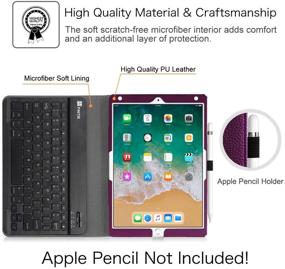 img 2 attached to 📱 Fintie Keyboard Case for iPad Air 3rd Gen 10.5" 2019 / iPad Pro 10.5" 2017 - Premium PU Leather Folio Stand Protective Cover with Detachable Wireless Bluetooth Keyboard (Purple)