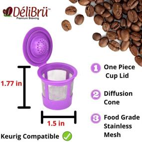 img 1 attached to ☕ Delibru Reusable K Cups for Keurig 2.0 &amp; 1.0 - Pack of 4 (Purple) - Easy to Clean - Universal Keurig Reusable Coffee Pods