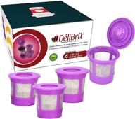 ☕ delibru reusable k cups for keurig 2.0 &amp; 1.0 - pack of 4 (purple) - easy to clean - universal keurig reusable coffee pods logo