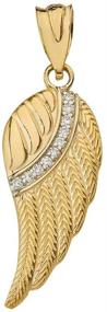 img 4 attached to CaliRoseJewelry Feather Angel Wing Diamond Pendant in 10k and 14k Yellow Gold - Exquisite Craftsmanship